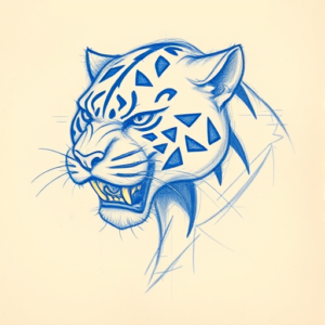 Rough Blue Pencil Sketch Panther Tattoo