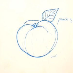 Rough Blue Pencil Sketch Peach Tattoo