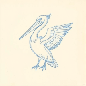 Rough Blue Pencil Sketch Pelican Tattoo