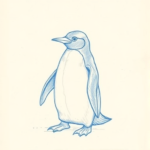Rough Blue Pencil Sketch Penguin Tattoo
