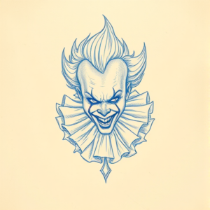Rough Blue Pencil Sketch Pennywise Tattoo