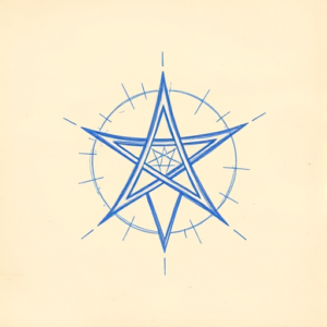 Rough Blue Pencil Sketch Pentagram Tattoo