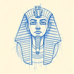 Rough Blue Pencil Sketch Pharaoh Tattoo