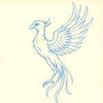 Rough Blue Pencil Sketch Phoenix Tattoo