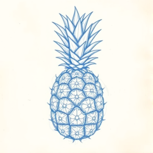 Rough Blue Pencil Sketch Pineapple Tattoo