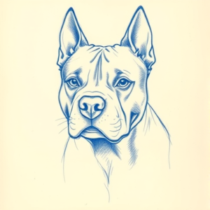 Rough Blue Pencil Sketch Pitbull Tattoo