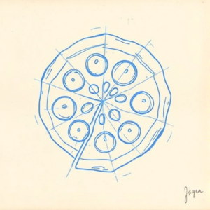 Rough Blue Pencil Sketch Pizza Tattoo