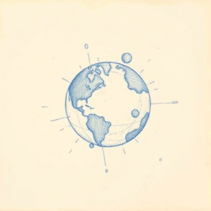 Rough Blue Pencil Sketch Planet Tattoo
