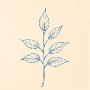 Rough Blue Pencil Sketch Plant Tattoo