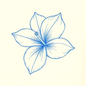Rough Blue Pencil Sketch Plumeria Tattoo