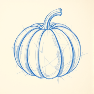 Rough Blue Pencil Sketch Pumpkin Tattoo