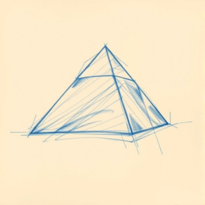 Rough Blue Pencil Sketch Pyramid Tattoo