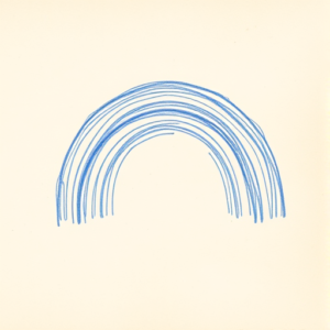 Rough Blue Pencil Sketch Rainbow Tattoo