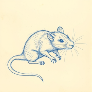 Rough Blue Pencil Sketch Rat Tattoo