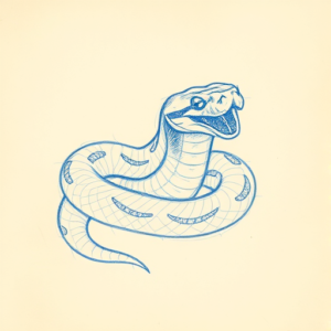 Rough Blue Pencil Sketch Rattlesnake Tattoo