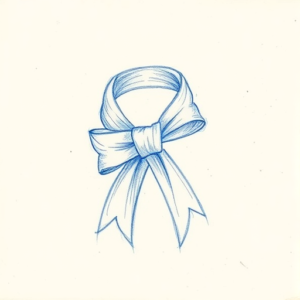 Rough Blue Pencil Sketch Ribbon Tattoo