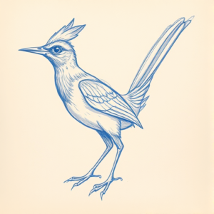 Rough Blue Pencil Sketch Roadrunner Tattoo