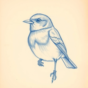 Rough Blue Pencil Sketch Robin Tattoo