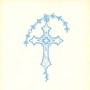 Rough Blue Pencil Sketch Rosary Tattoo