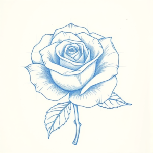Rough Blue Pencil Sketch Rose Tattoo