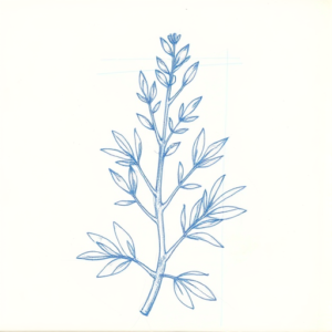 Rough Blue Pencil Sketch Rosemary Tattoo