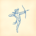 Rough Blue Pencil Sketch Sagittarius Tattoo