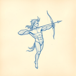 Rough Blue Pencil Sketch Sagittarius Tattoo