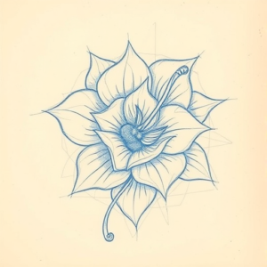 Rough Blue Pencil Sketch Sampaguita Tattoo
