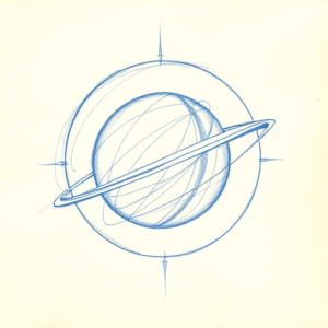 Rough Blue Pencil Sketch Saturn Tattoo