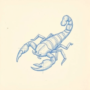 Rough Blue Pencil Sketch Scorpio Tattoo