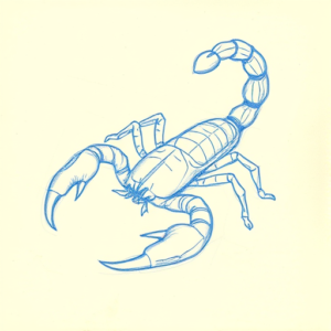 Rough Blue Pencil Sketch Scorpion Tattoo