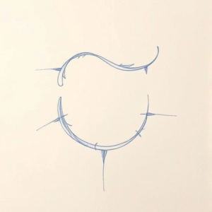 Rough Blue Pencil Sketch Scroll Tattoo