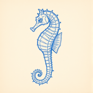 Rough Blue Pencil Sketch Seahorse Tattoo