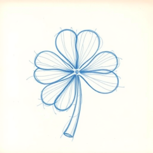 Rough Blue Pencil Sketch Shamrock Tattoo