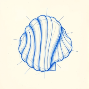 Rough Blue Pencil Sketch Shell Tattoo