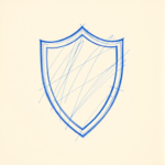 Rough Blue Pencil Sketch Shield Tattoo