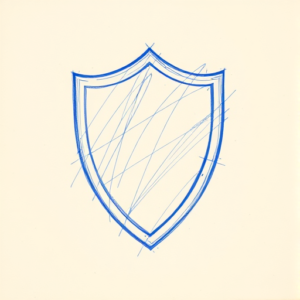 Rough Blue Pencil Sketch Shield Tattoo