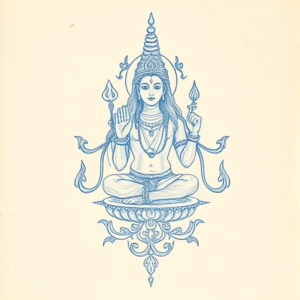 Rough Blue Pencil Sketch Shiva Tattoo