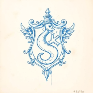 Rough Blue Pencil Sketch Slytherin Tattoo