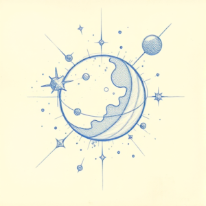 Rough Blue Pencil Sketch Space Tattoo