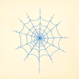 Rough Blue Pencil Sketch Spiderweb Tattoo