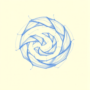 Rough Blue Pencil Sketch Spiral Tattoo