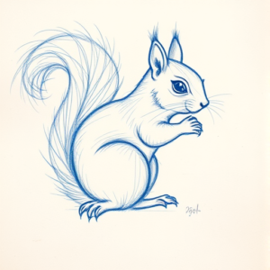 Rough Blue Pencil Sketch Squirrel Tattoo
