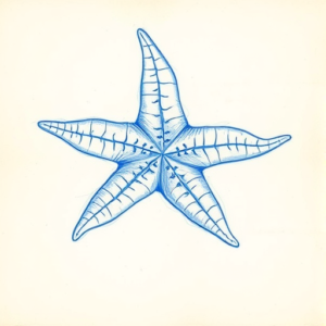 Rough Blue Pencil Sketch Starfish Tattoo