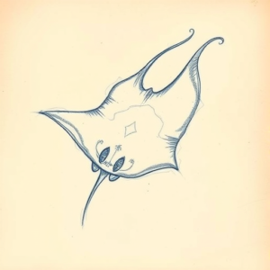 Rough Blue Pencil Sketch Stingray Tattoo