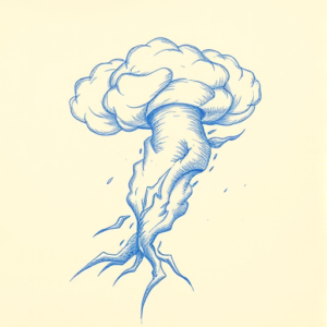 Rough Blue Pencil Sketch Storm Tattoo