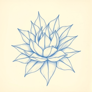 Rough Blue Pencil Sketch Succulent Tattoo
