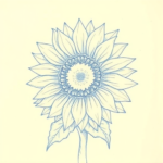 Rough Blue Pencil Sketch Sunflower Tattoo