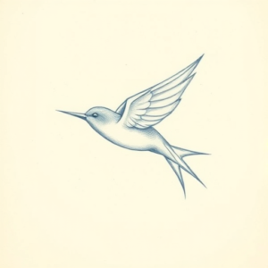 Rough Blue Pencil Sketch Swallow Tattoo