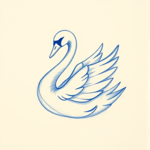 Rough Blue Pencil Sketch Swan Tattoo